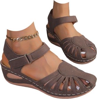 Generic Orthopedic Sandals for Women 2026 Summer Casual Adjustable Straps Low Heel Walking Sandals with Arch Support Comfortable Wedge Ankle Strap Open Toe Wi
