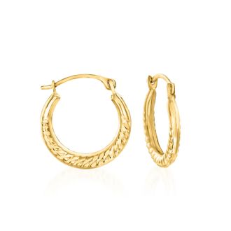 Ross-Simons 14kt Yellow Gold Small Roped Hoop Earrings