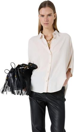 Gerard Darel Cirae 3/4 Sleeve Oversized Shirt in Pink Beige at Nordstrom, Size Medium