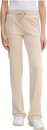 Juicy Couture Del Ray Classic Velour Pant - Dames - Sweatpants - Beige - L - Polyester - Broeken