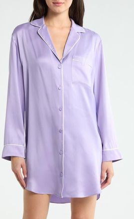 Lunya Washable Silk Sleepshirt in Morning Wisteria/tranquil Whit at Nordstrom, Size X-Small