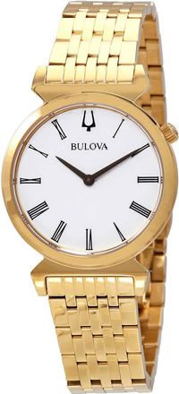 Bulova Quartz White Dial Yellow Gold-tone Ladies Watch 97L161