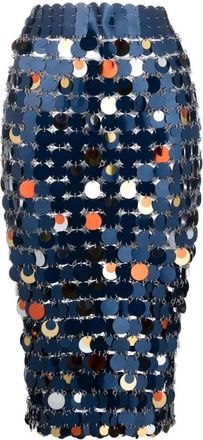 Paco Rabanne Multicolour Jupe Midi Rok - Dames - Midirokken - Veelkleurig - XS - Pailletten - Rokken