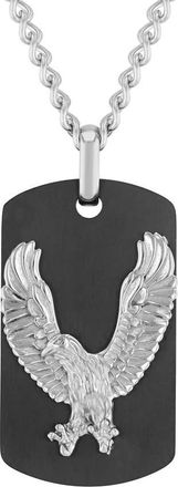 Robert Alton Stainless Steel Black Finish Eagle Dog Tag Pendant