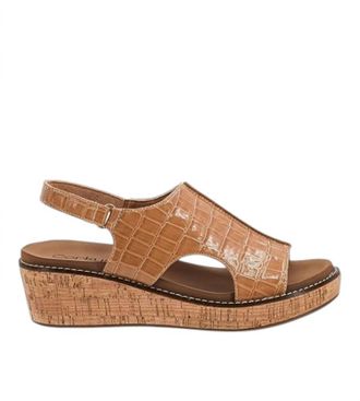 Corkys Footwear Womens Volta Patent Wedge Sandals In Caramel