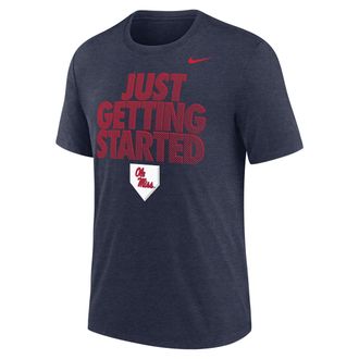 Nike Mens College (Ole Miss Rebels) Short-Sleeve Baseball T-Shirt in Blue | M21372P966MISI-NVY