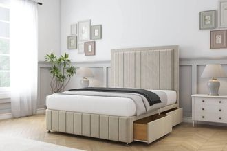 Sloomy Pemberton Plush Divan Set No Drawers-54 Headboard-Footboard in Cream | Size: King