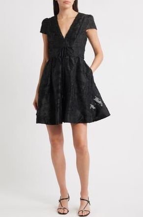 Ciebon Kiara Burnout Satin Fit & Flare Cocktail Dress in Black at Nordstrom Rack, Size X-Small