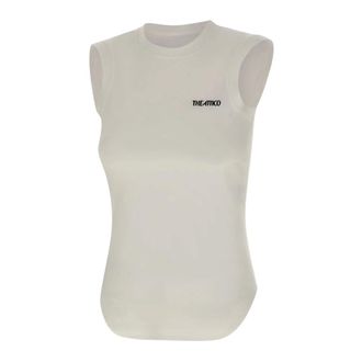 The Attico Sleeveless Tops, female, White, Size: XS Logo Top