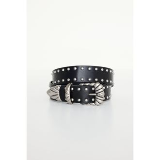Good American Womens Wide Studded Western Belt | Black, Size Small/Medium | Good American by Khlo&Egrave; Kardashian