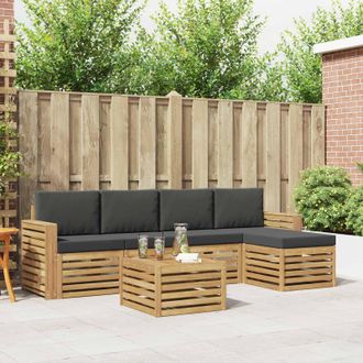 vidaXL Vidaxl Set Di Divani Da Esterno 6 Pz Bianco E Antracite Poliestere
