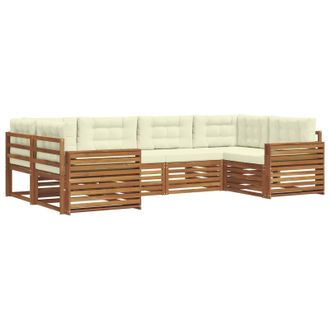 vidaXL Conjunto De Sof&aacute;s De Exterior Con Coj&iacute;n 6 Pcs Natural Y Crema Vidaxl