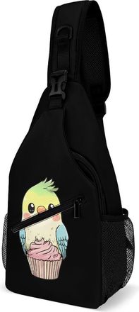 Generic Cute Bird Cupcake Mens Crossbody Chest Sling Bag for Travel Hiking Lightweight Shoulder Bags with Small Side