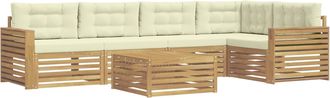 vidaXL Conjunto De Sof&aacute;s De Exterior 6 Uds. Blanco Y Crema Poli&eacute;ster Vidaxl