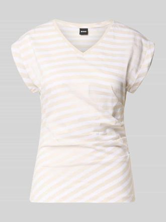 HUGO BOSS Slim Fit T-Shirt aus reiner Baumwolle Modell EVKA in Beige, Gr&ouml;&szlig;e XL