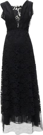 Adam Lippes plunge illion lace neckline empire gown