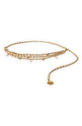 B-Low The Belt Madelyn Chain Leather Belt in Bone Gold at Nordstrom