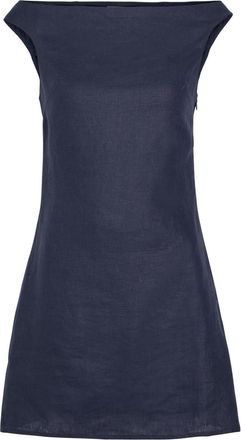 Faithfull The Brand Ilride Wide-neck Linen Mini Dress - Navy - S (UK8-10 / S)