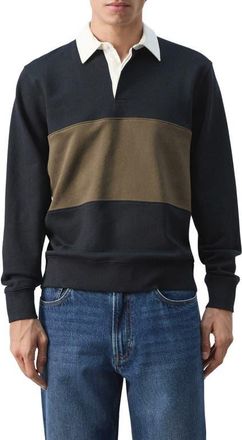 Mango Cotton Polo Sweatshirt in Navy at Nordstrom, Size X-Large