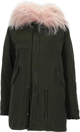 Mr & Mrs Italy Olive Green Fur Hood Cotton Parka