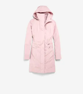 Cole Haan Womens Signature Packable Hooded Rain Jacket - Pink Size Medium