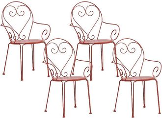 Vente-Unique Conjunto de 4 sillas de jard&iacute;n de metal - Terracota - GUERMANTES