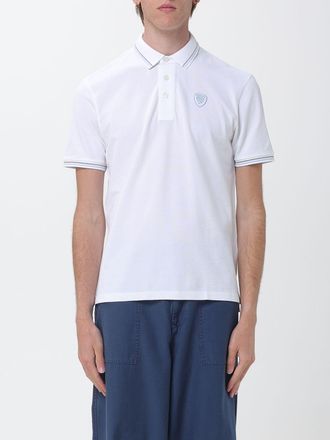 Blauer Polo in cotone con stemma