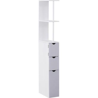 HOMCOM Mobile da Bagno a Colonna in Legno con Ripiani Cassetti Armadietto