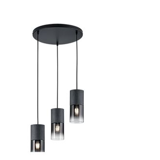 Trio Vintage Suspensi&oacute;n 3 X E27 Robin Black Metal Iluminaci&oacute;n
