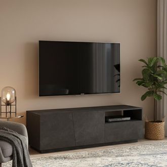 Dmora Dmora - Mueble Para Tv Para Sal&oacute;n, Made In Italy, Mueble Para Tv Con 2 Puertas Y 1 Caj&oacute;n, Cm 150x43h46, Color Gris Pizarra, Con Embalaje Reforzado