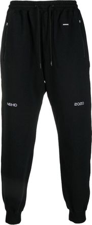 Neighborhood logo embroidery track pants - men - Polyurethane/Cotton - M - Black