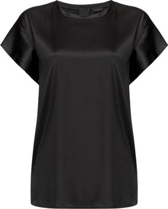 Pinko Satin Stretch Top Farida Style - Dames - T-shirts - Zwart - M - Satijn - Tops