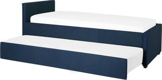 Beliani Cama Nido Tapizada En Tela Azul Tama&ntilde;o Peque&ntilde;o 80 X 200 Cm Cama Para Invitados Marmande