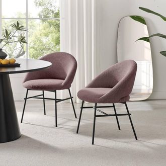 Furniturebox 2x Nella Pale Terracotta Orange Fabric Dining Chairs