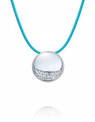 Liv Oliver 18K White Gold Plated White Sapphire Half Moon Turquoise Necklace