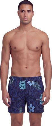 Lords of Harlech Tropical Fantasy Mens Tailored Swim Short in Tropical Fantasy Navy at Nordstrom, Size 30