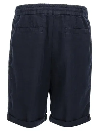 Brunello Cucinelli Garment-Dyed Linen Bermudas - Navy