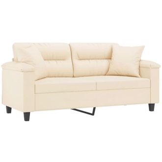 vidaXL Sof&aacute; De 2 Plazas Con Cojines Tela De Microfibra Beige 140 Cm Vidaxl