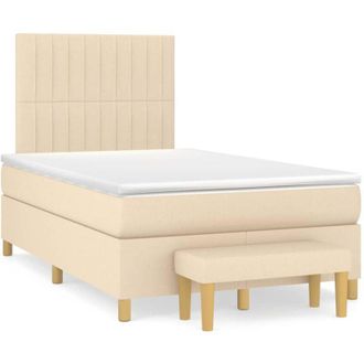 vidaXL Cama Box Spring Con Colch&oacute;n Tela Color Crema 120x190 Cm Vidaxl