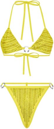 Philipp Plein crystal-embellished bikini - women - glass/Polyester/Elastane - L - Yellow