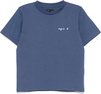 agnès b. logo-print t-shirt - women - Cotton - 1 - Blue