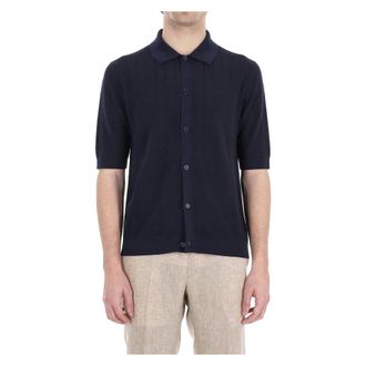 Ballantyne Cardigans, male, Blue, Size: 2XL Blue Cotton Polo Shirt