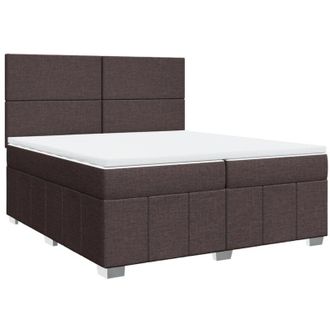 vidaXL Vidaxl - Cama Box Spring Con Colch&oacute;n Tela Marr&oacute;n Oscuro 200x200 Cm