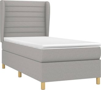 vidaXL Vidaxl - Cama Box Spring Con Colch&oacute;n Tela Gris Claro 90x200 Cm
