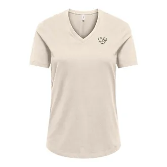 Only T-shirt met V-hals en korte mouwen