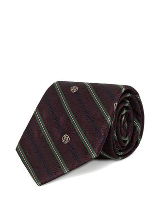 Dr&ocirc;le de Monsieur stripe-pattern silk tie - Brown