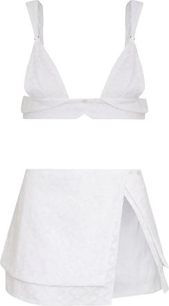 Amir Slama x Jade Picon cut-out broderie anglaise mini skirt (set of two) - White