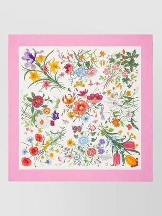 Gucci silk twill carr&eacute; featuring flora motif