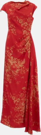 Erdem Abito Drappeggiato Con Stampa