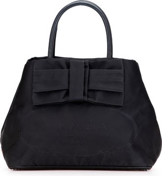 Prada Pre-owned Womens Bow Detail Handbag - Black Textile - One Size